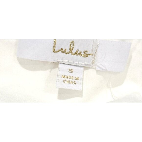 Lulu's Women's Strapless Bow Back Satin Jacquard Maxi Dress White Size S NWOT - Picture 3 of 4